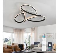 Lampada da soffitto a LED dimmerabile, moderna Plafoniera nera a con telecomando e app per il controllo dell'illuminazione, lampada creativa per camera da letto soggiorno cucina ufficio (BΦ70cm70W)