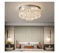 Lampada da soffitto a led in cristallo di stile moderno e di lusso Compatible with soggiorno, camera da letto, studio, lampadario rotondo con telecomando in argento cromato,Lampadari