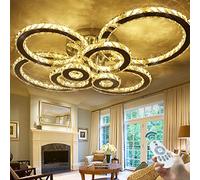 Lampada da soffitto a LED in cristallo, moderna 8 anelli, 62 W, in acciaio inox, per sala da pranzo, camera da letto, soggiorno, villa, cucina, lampadario da ufficio, lampada a sospensione