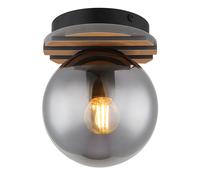 Lampada da soffitto a LED in vetro fumé plafoniera sala da pranzo palla luminosa camera da letto, metallo vetro MDF, 1x 6,5W 806LM bianco caldo, DxH 15x20 cm