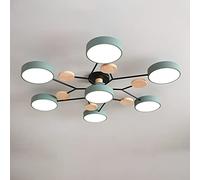 Lampada da Soffitto A LED Nordic Grey, Plafoniera Moderna da Semi-Incasso, 4 Teste in Acrilico Circolare, Lampada con Decorazione in Legno per Soggiorno Sala da Pranzo Camera da Letto, Green, 5 Heads