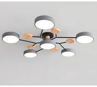 Lampada da Soffitto A LED Nordic Grey, Plafoniera Moderna da Semi-Incasso, 4 Teste in Acrilico Circolare, Lampada con Decorazione in Legno per Soggiorno Sala da Pranzo Camera da Letto, Green, 6 Heads