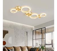 Lampada Da Soffitto A LED Oro Dimmerabile Soggiorno Plafoniera Camera Letto Pranzo Per Ciondolo Ufficio Illuminazione Design Moderno Moderno Con Telecomando Luci Pendenti Acrilico,7 rings/78w