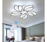 Lampada da soffitto a LED, plafoniera moderna a LED da 45 W dimmerabile con telecomando, lampada da soffitto in acrilico bianco a 5 teste di petalo