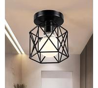 Lampada da soffitto a LED vintage in ferro nero a forma di gabbia, luce da incasso, in stile retrò, industriale, in metallo, con attacco E27, per camera da letto, soggiorno, camera da letto