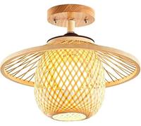 Lampada da soffitto a semi-incasso del sud-est asiatico, paralume in vimini fatto a mano E27, lampadario artistico in legno, illuminazione a 1 testa vicino al soffitto, per soggiorno, camera da