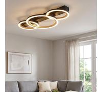 Lampada da soffitto ad anello per soggiorno Lampada da soffitto a LED in legno per camera da letto, 40W 1370lm bianco caldo, LxH 58 x 7 cm