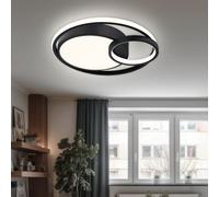 Lampada da soffitto anello LED lampada da soggiorno plafoniera design moderno, nero opaco bianco opalino, 1x LED 36W 1400Lm bianco caldo, LxLxA 40,5x39,5x10 cm