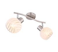 Lampada da soffitto argento Lampada da camera da letto in vetro 2 fiamme Faretto da soffitto regolabile, metallo, 2x prese E27, LxLxH 36x19x19,2 cm