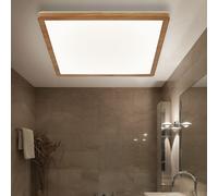 Pannello da soffitto lampada da soffitto plafoniera pannello LED, IP44 funzione di memoria retroilluminazione 3 livelli, aspetto legno opale, 24W 2300Lm bianco caldo, LxPxA 42x42x2,5 cm