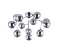Lampada da soffitto Contemporanea Dallas Metallo Cromo 12 Luci Diffusori Fumè