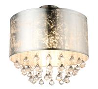 Lampada da soffitto cristallo lampada da sospensione in cristallo lampada da soffitto sala da pranzo cristalli, foglia argento, metallo, 1x E27, DxH 30x31 cm