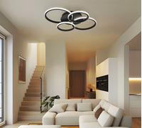 Lampada Da Soffitto Design LED Dimmer Cristallo Anelli Mobile B 65Cm