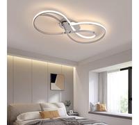 Lampada da soffitto dimmerabile LED Soggiorno Lampada da soffitto Camera da letto Modern Metal Chrome Sala da pranzo Lampada a sospensione con telecomando Lampadario (Cromo, L80cm)