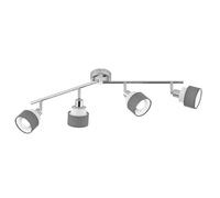 Lampada da soffitto Faretto da soffitto Lampada da camera da letto Striscia di faretti a 4 luci, orientabile, acciaio, grigio cromo, 4x prese E14, LxLxH 85x20,2x9 cm
