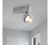Lampada da soffitto Faretto Faretto da soffitto Lampada da sala da pranzo Plafoniera industriale con spot mobile, cromo grigio cemento, LED 10 watt 400 lumen bianco caldo, LxPxH 19x9,7x15 cm