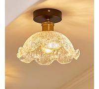 Lampada da soffitto fiori vintage con paralume in vetro trasparente 22 cm E27 Lampada da soffitto retrò Cristallo Piccoli lampadari 3000K/4500K/6000K per camera da letto Corridoio Sala da pranzo