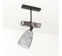 Lampada Da Soffitto Girevole In Legno Shabby Bianco Taupe E27 Ø12Cm Vintage