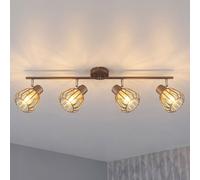 Lampada Da Soffitto Globo LED Caffè Marrone 4 Luci Regolabile Metallo