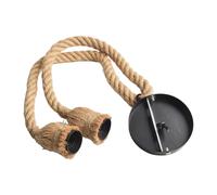 Lampada da soffitto in corda di canapa industriale con 2 portalampada E27 giallo