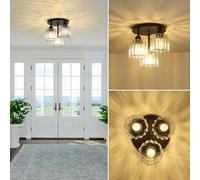 Lampada da soffitto in cristallo Lampada moderna da cucina nera con paralume trasparente Lampada da corridoio, sala da pranzo, ingresso, camera da letto