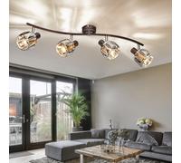 Lampada Da Soffitto In Cromo Con Cristalli Di Vetro E Spot Regolabili