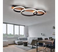 Lampada Da Soffitto In Legno 3 Fiamme Aspetto Legno Metallo Nero 1X LED