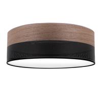 LAMPADA DA SOFFITTO IN LEGNO E PLEXIGLASS NERO 40CM NOCE