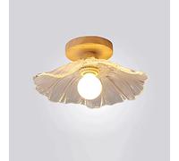 Lampada da soffitto in legno semi-incasso, lampada da soffitto in legno da fattoria vicino al soffitto Lampada da soffitto a fiori in vetro vintage Lampada da soffitto retrò per corridoio, ingresso