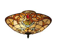 Lampada da soffitto in stile Tiffany Bella Mezzo incorporato Rotonda Colorata Shell Design Paralume soffitto lampada stile Liberty/colore vetro paralume per Soggiorno Camera da Letto E27 * 3,Ø40cm