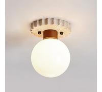 Lampada da Soffitto in Vetro Bianco Globe Milk, Lampada da Soffitto in Marmo in Pietra Naturale, Lampada da Soffitto Moderna Vintage Vicino Al Soffitto per la Lavanderia Della Cucina Portico, JYLSSK