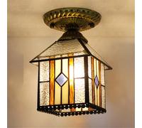 Lampada da soffitto in vetro colorato contemporaneo, stile retrò americano, creativo, soggiorno, ristorante, camera da letto, villa, hotel, guardaroba, corridoio, balcone, bar, caffetteria (stile 27)