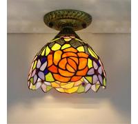 Lampada da soffitto in vetro colorato contemporaneo, stile retrò americano, creativo, soggiorno, ristorante, camera da letto, villa, hotel, guardaroba, corridoio, balcone, bar, caffetteria (stile 18)