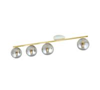 Lampada Da Soffitto In Vetro Fumè Metallo 100 Cm Lunga 4X E14 Bianco Grigio Oro