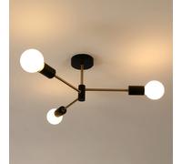 Lampada da soffitto industriale a 3 luci, lampada moderna da camera da letto in metallo nero E27, adatta per soggiorno, corridoio, caffetteria (senza lampadina)