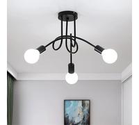 Lampada da soffitto industriale moderna, lampade da soffitto industriali E27 a 3 luci, plafoniera in metallo per soggiorno, camera da letto, cucina