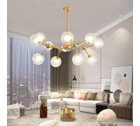 lampada da soffitto, lampada a sospensione retrò, Lampadario a sospensione in stile Sputnik in oro e nero con 9 o 12 teste E27(Gold,12 heads)
