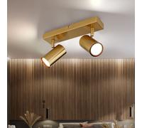 GLOBO Faretto da soffitto a 2 luci, mobile, colore oro, faretti regolabili, in metallo scandinavo, 2 attacchi GU10, altezza x larghezza 12 x 26 x 6 cm