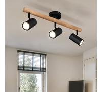 Lampada Da Soffitto Lampada Da Cucina Spot Regolabili In Legno 3 Fiamme Nera [EEK: Non valutato]