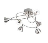 Lampada da soffitto lampada da sala da pranzo lampada design, 6 fiamme, metallo, argento, LED 4.5W 320lm 3000K bianco caldo, LxPxH 56.5x53.5x28 cm