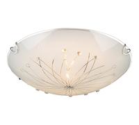 Lampada da soffitto Lampada da soffitto Lampada da soggiorno Lampada da sala da pranzo Lampada da corridoio, 2 fiamme Vetro satinato Metallo cromato, prese E27, DxH 30x6,5cm