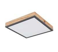 Lampada da soffitto lampada di design lampada da soffitto lampada da soggiorno lampada da cucina, effetto legno bianco opalino grafite, 1x LED 12 watt 750 lumen bianco caldo, AxLxP 6x30x30 cm