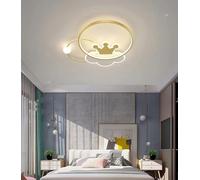 Lampada da soffitto LED dimmerabile 50 cm a forma di corona per camera dei bambini 46 W Lampade da soffitto in acrilico con motivi cartoon Bellissimo apparecchio di illuminazione (Oro)