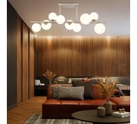 Lampada Da Soffitto LED In Metallo E Vetro Opale 9-Fiamma Per Sala Da Pranzo