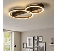 Lampada Da Soffitto LED Anelli In Finto Legno Nero Opalino [EEK: Inaditato]