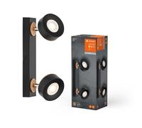 Lampada Da Soffitto LED Parete Decoro 2 Spot Pluto Nero 9,6W 900lm Bianco Caldo [EEK: F]