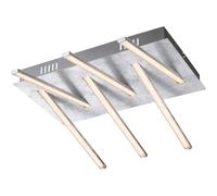 Lampada da soffitto LED Plafoniera di design Cristalli di luce LED da soggiorno, argento 30W 1800lm bianco caldo, LxH 48x12 cm