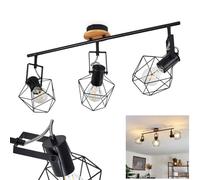 Lampada da soffitto Maracambo, retrò Lampada da soffitto in legno/metallo in naturale/nero, 3 x E27, Ø paralume 14 cm, altezza 32,5 cm, può essere ruotata/swivelled a piacere, senza lampadina/e