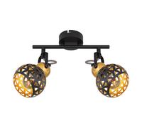Lampada da soffitto metallo oro nero Faretto da soffitto 2 fiamme Lampada da soffitto con faretti orientabili, metallo, fantasia, 2 prese E14, LxPxH 25x10x17,5 cm