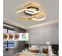 Lampada Da Soffitto Moderna A Led Dimmerabile Con Telecomando 52w/80w Oro Nero Esagonale Lampada Da Incasso Per Camera Da Letto Sala Da Pranzo Studio (Oro, 3 teste)